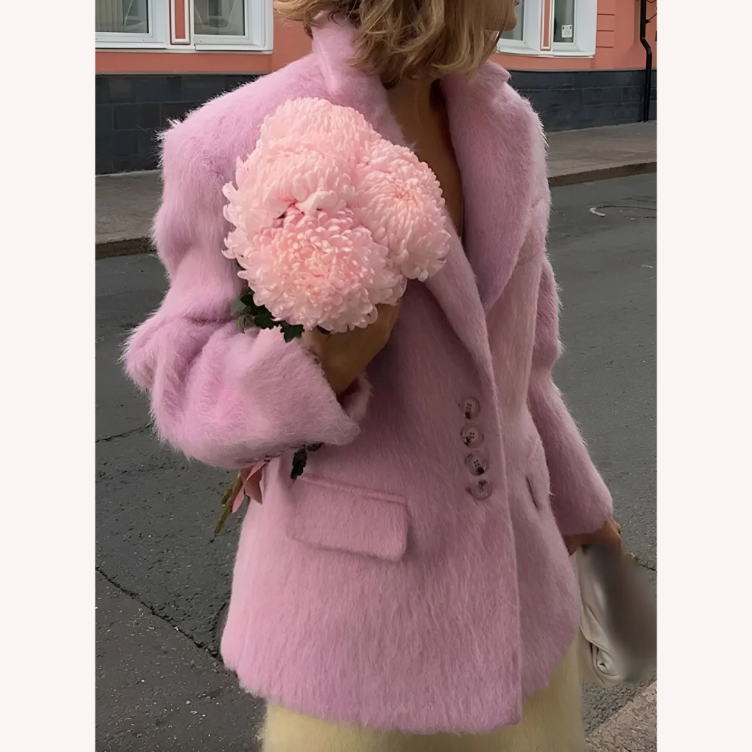 Veste blazer pour femme en polyester à fausse fourrure
