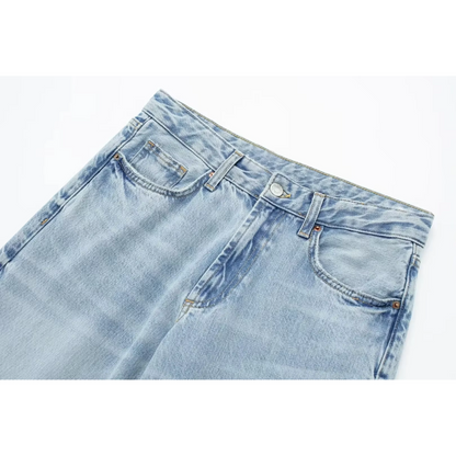Jean pour femme taille haute bleu clair taille M denim extensible