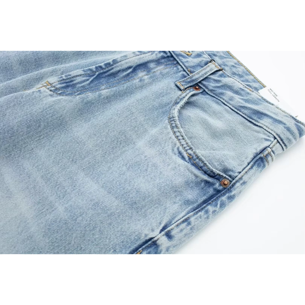 Jean pour femme taille haute bleu clair taille M denim extensible