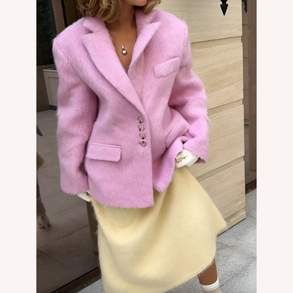 Veste blazer pour femme en polyester à fausse fourrure