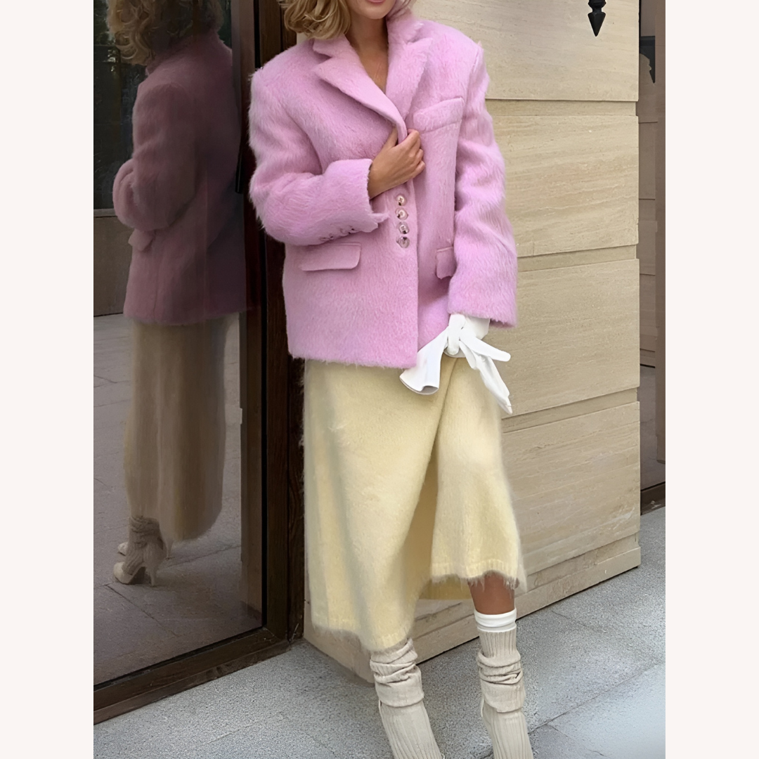 Veste blazer pour femme en polyester à fausse fourrure