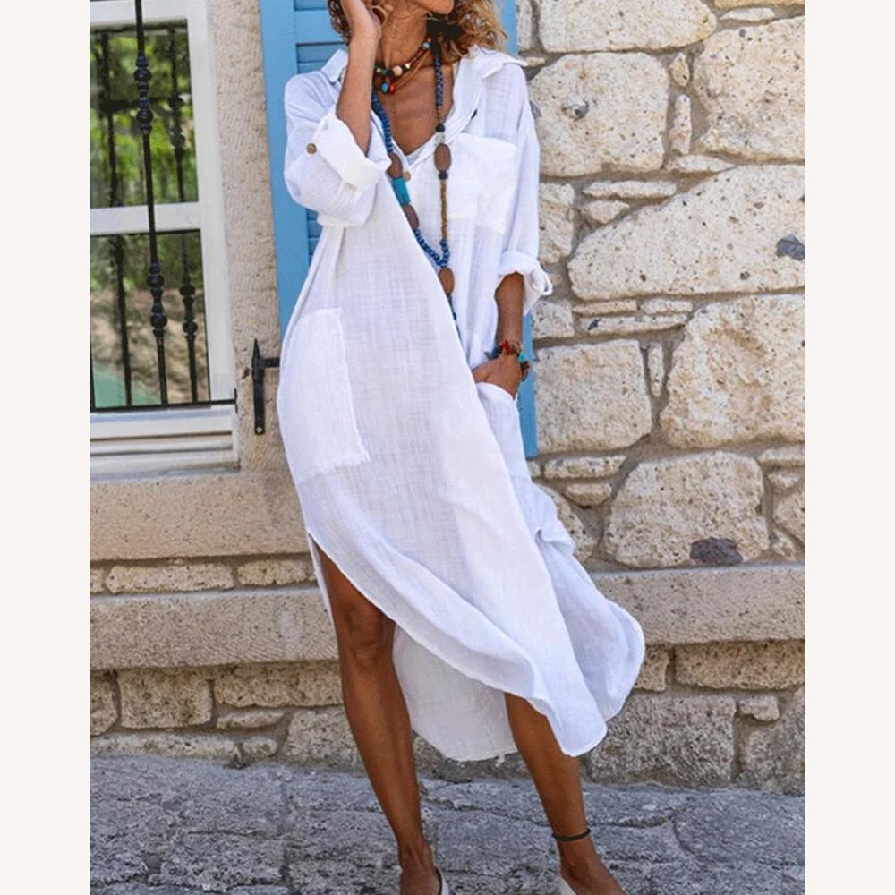 Robe-chemise décontractée pour femme en tissu doux avec poches - Coupe structurée et élégante
