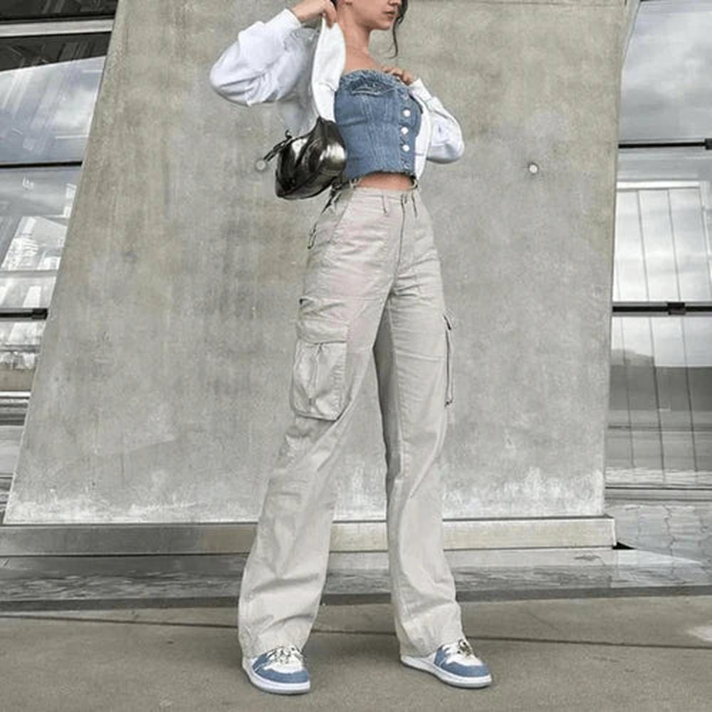 Pantalon cargo élégant pour femme avec poches pratiques et taille ajustable – Confort et style contemporain