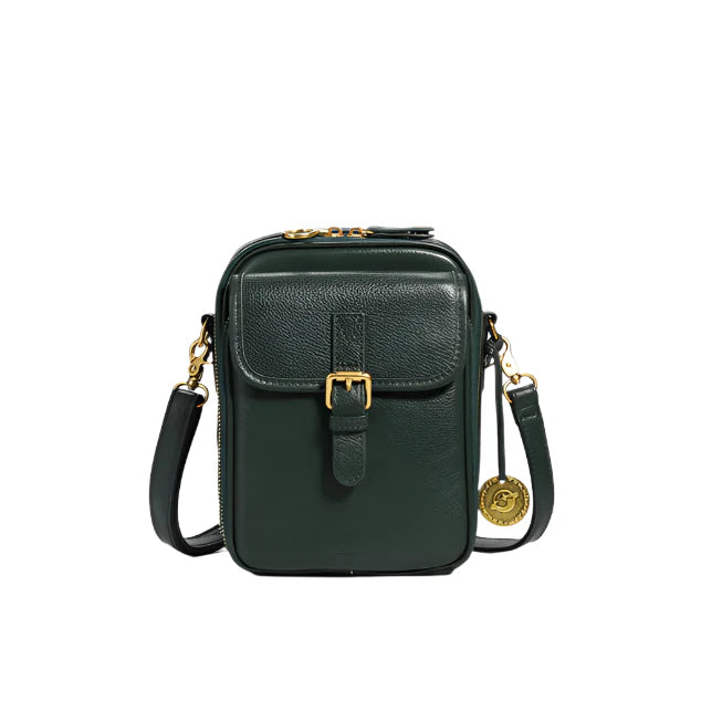 Sac d'épaule en cuir pleine fleur pour femme avec portefeuille intégré – Compact et pratique, idéal pour les sorties quotidiennes