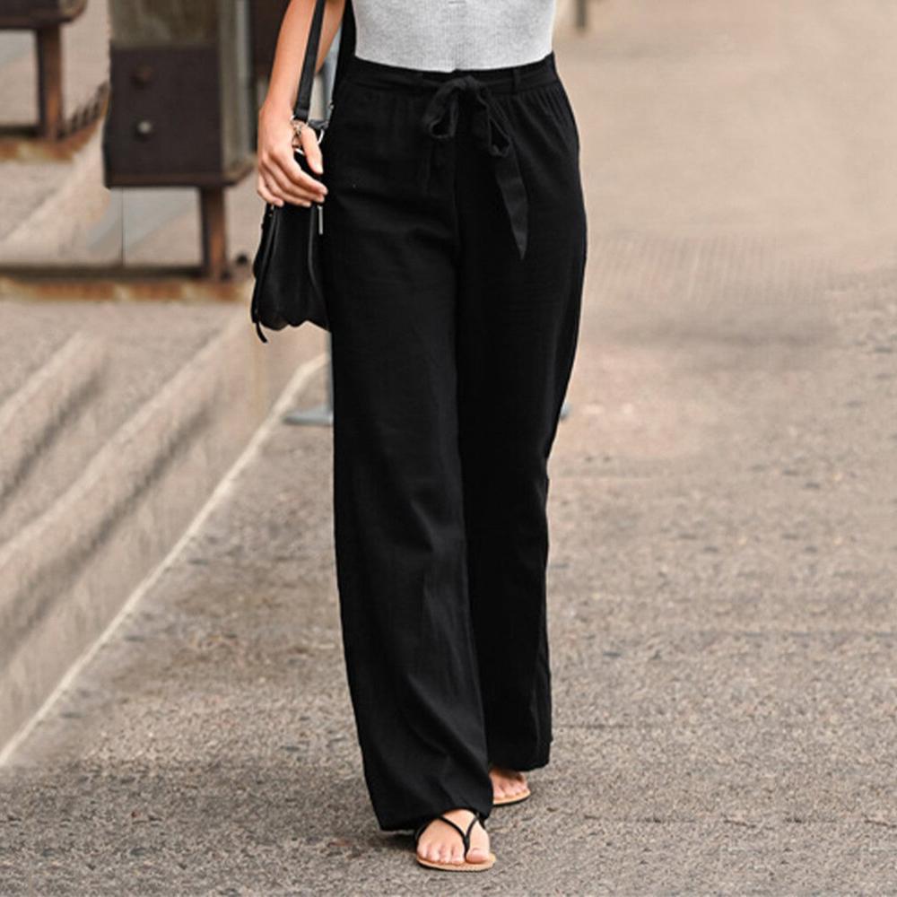 Pantalon fluide en lin pour femmes - Élégance classique et confort optimal pour les journées chaudes