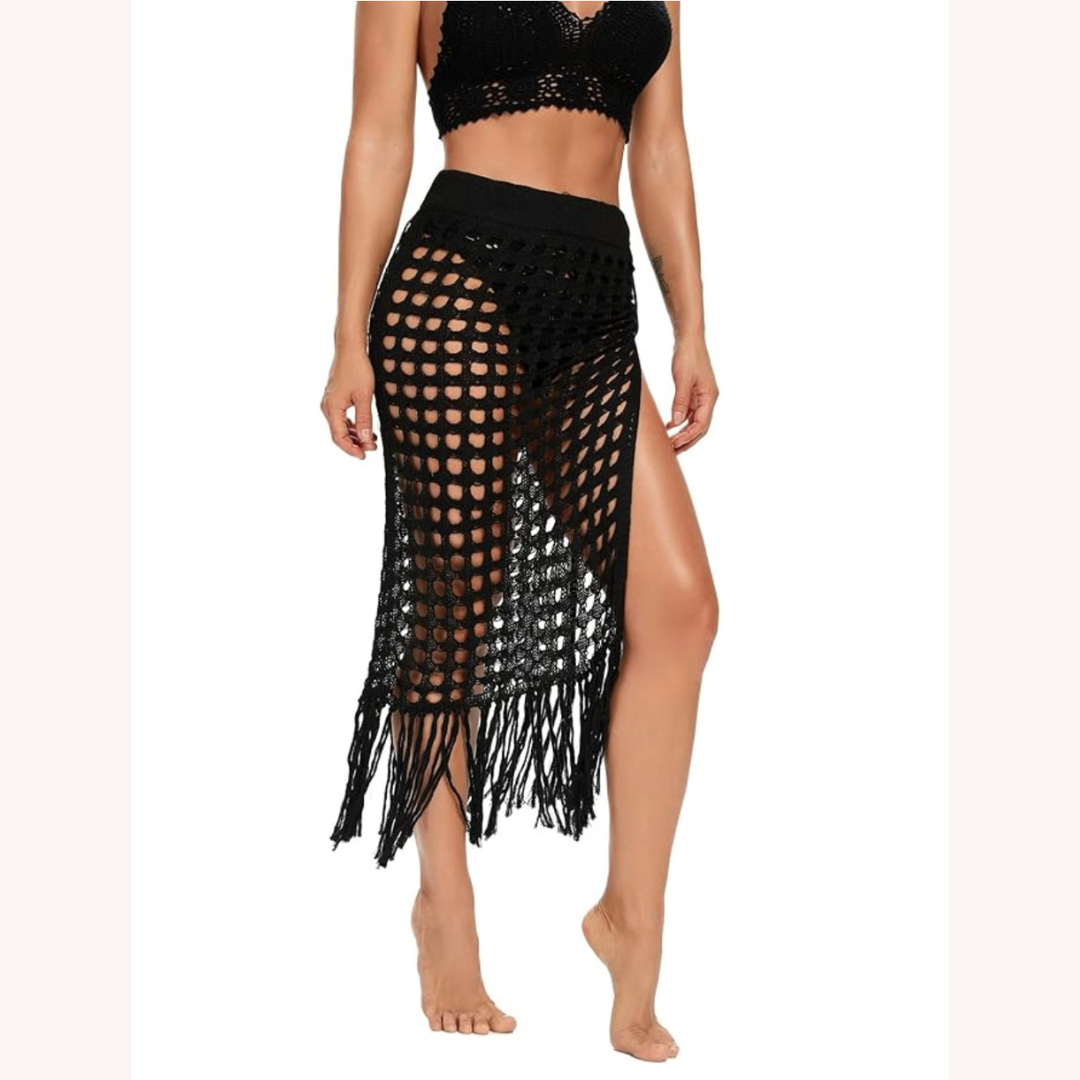 Housse en crochet bohème avec pompons – Style élégant et polyvalent pour femmes, tailles S, M, L