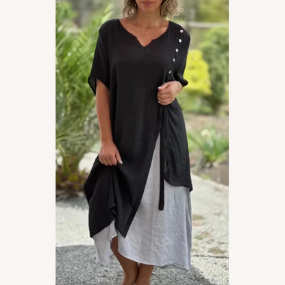 Robe longue d'été pour femme en coton et lin élégante – style fluide et confortable pour les journées chaudes