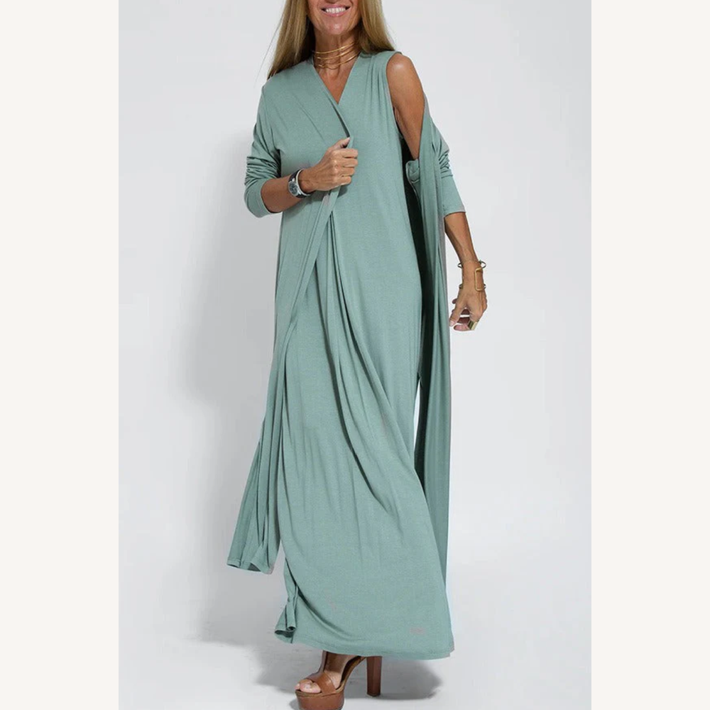 Robe longue amincissante pour femme en tissu gainant – Élégance et confort pour toutes les occasions