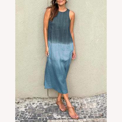 Robe longue et élégante d'été pour femme, sans manches, en coton léger – Élégante et confortable pour l'été
