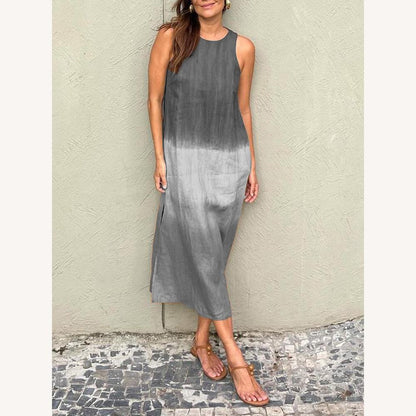 Robe longue et élégante d'été pour femme, sans manches, en coton léger – Élégante et confortable pour l'été