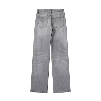 Jean taille haute pour femme gris taille M denim extensible