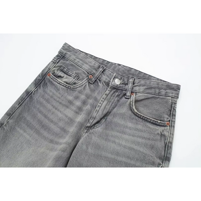 Jean taille haute pour femme gris taille M denim extensible
