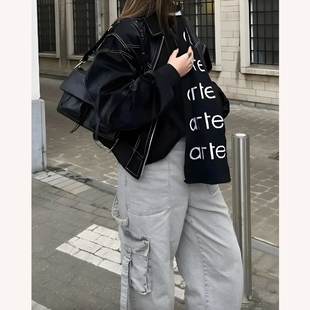 Veste aviateur ample pour femme rouge taille M cuir végétal imitation