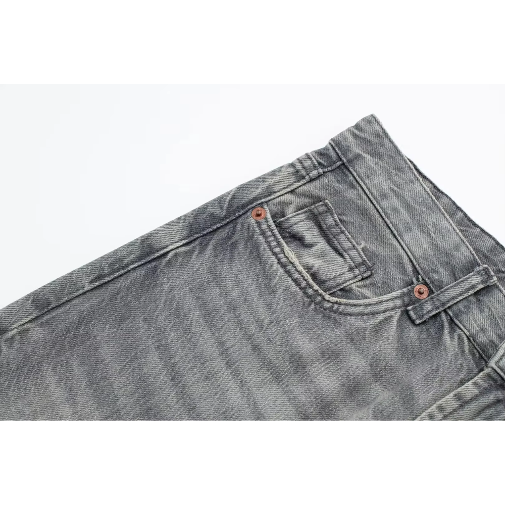 Jean taille haute pour femme gris taille M denim extensible
