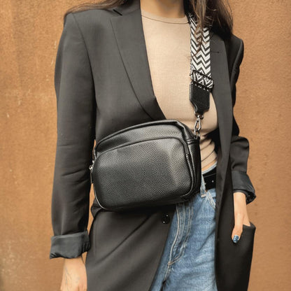 Sac à bandoulière en cuir de qualité supérieure pour femme avec compartiments zippés – Confort ergonomique et design élégant