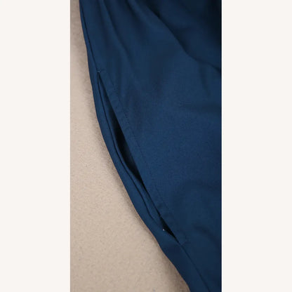 Robe longue plissée pour femme bleu cobalt avec encolure en V et épaules dénudées - Élégance décontractée