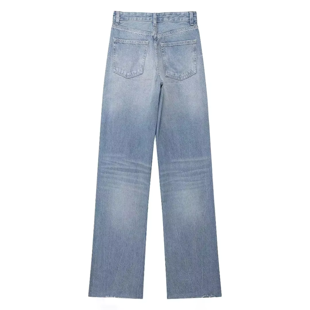 Jean évasé bleu pour femme Taille 38 Coton extensible