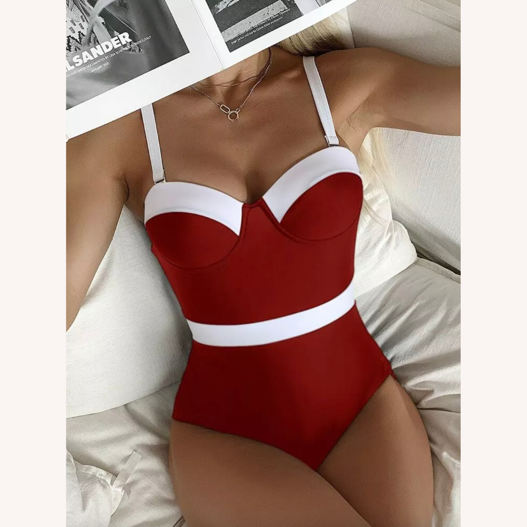 Maillot de bain une pièce pour femme, dos nu avec encolure en cœur et détail ceinture – Élégant et confortable