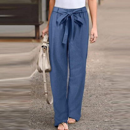 Pantalon fluide en lin pour femmes - Élégance classique et confort optimal pour les journées chaudes