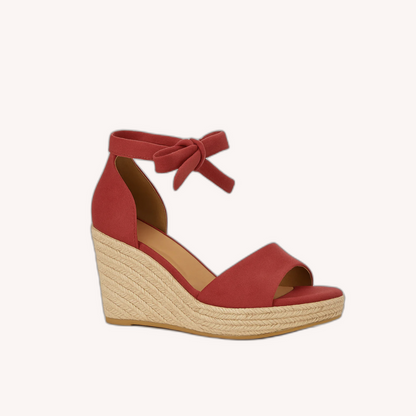 Women's Beige Wedge Sandals Size 38 Suede with Braided Rope Heel