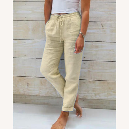 Pantalon droit décontracté pour femme en tissu confortable – Disponible en bleu, kaki, gris, blanc et vert