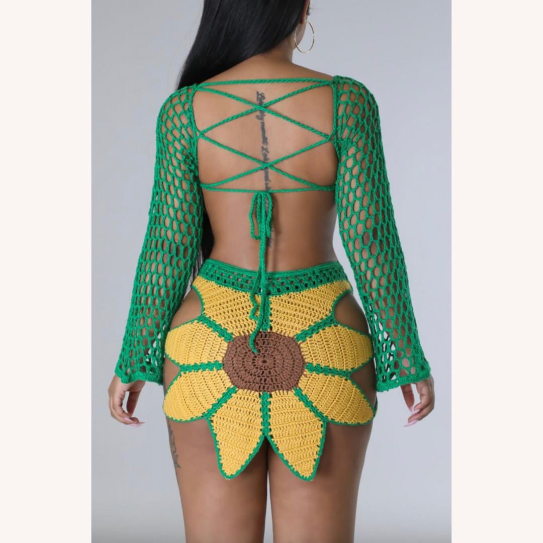 Maillot de bain une pièce pour femme tournesol fait main – Élégance artisanale et confort pour la plage
