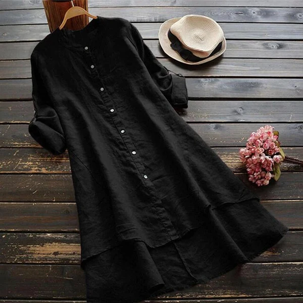 Robe longue d'été pour femmes en coton et lin grande taille – Élégance décontractée pour les journées chaudes