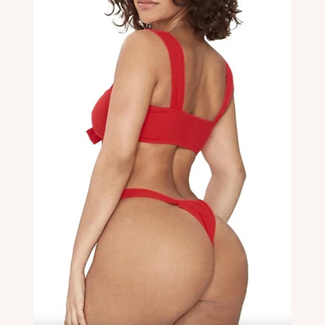 Bikini bohème pour femme avec découpes élégantes et lien – Maillot de bain séduisant en nylon léger