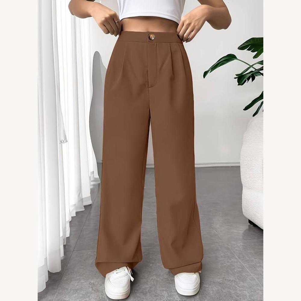 Pantalon fluide taille haute pour femme en tissu doux – Coupe ample et élégante, disponible en plusieurs couleurs