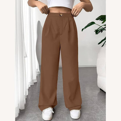 Pantalon fluide taille haute pour femme en tissu doux – Coupe ample et élégante, disponible en plusieurs couleurs