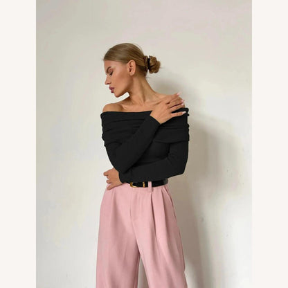Haut féminin élégant dos nu en tricot côtelé – Haut féminin blanc chic et confortable
