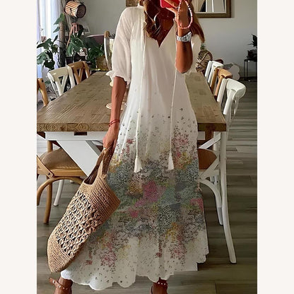 Robe longue pour femme à manches longues et volants – Élégante et confortable, idéale pour les soirées et les occasions spéciales