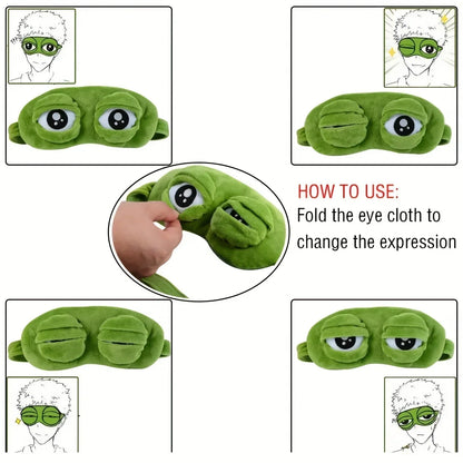 Masque de sommeil grenouille 3D - Douce ombre pour les yeux en dessin animé pour voyage et bureau
