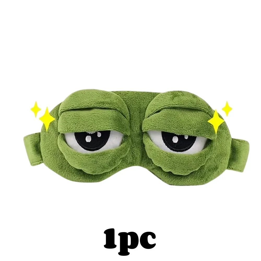 Masque de sommeil grenouille 3D - Douce ombre pour les yeux en dessin animé pour voyage et bureau