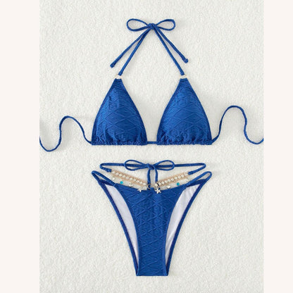 Bikini à chaîne en diamant pour femmes avec détails en strass – Maillot de bain d'été bohème chic