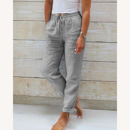Pantalon droit décontracté pour femme en tissu confortable – Disponible en bleu, kaki, gris, blanc et vert
