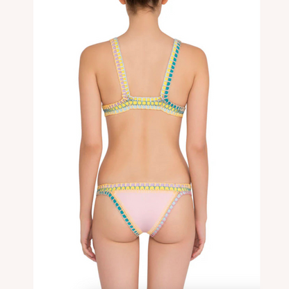 Ensemble de maillot de bain bikini noué à la main pour femme – Style bohème chic, motif unique en polyester de qualité supérieure