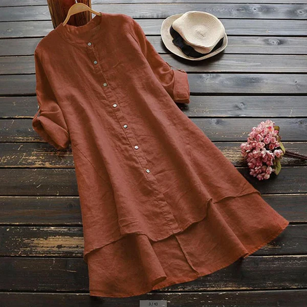 Robe longue d'été pour femmes en coton et lin grande taille – Élégance décontractée pour les journées chaudes