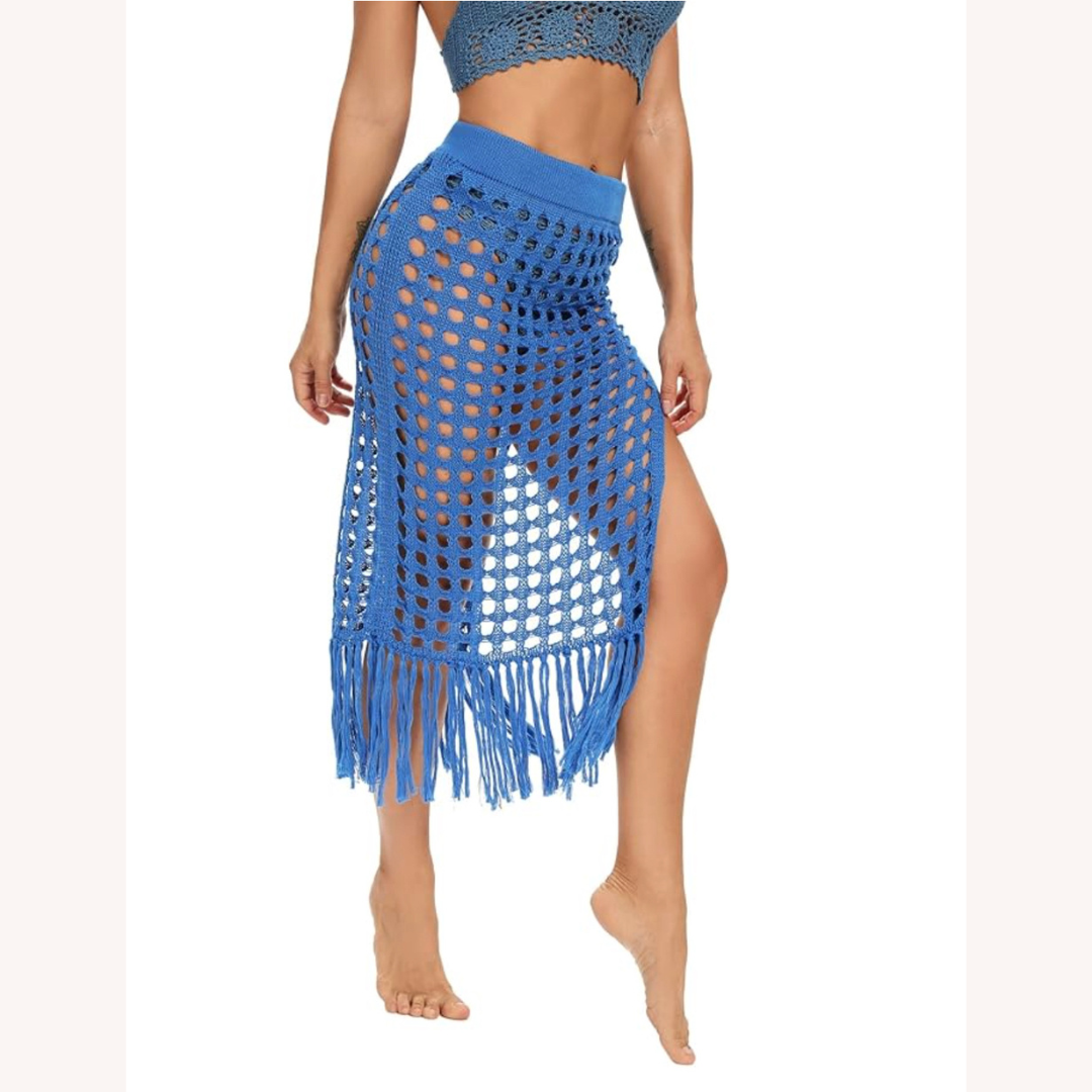 Housse en crochet bohème avec pompons – Style élégant et polyvalent pour femmes, tailles S, M, L