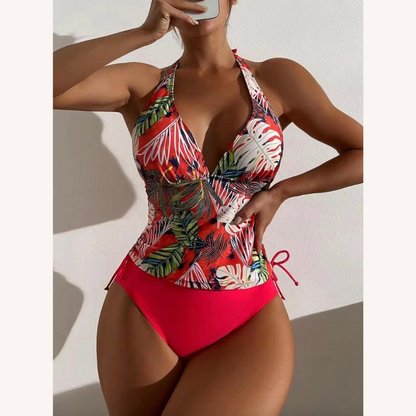 Bikini tropical à lacets pour femmes – Maillot de bain bohème élégant avec détails séduisants et tissu à séchage rapide