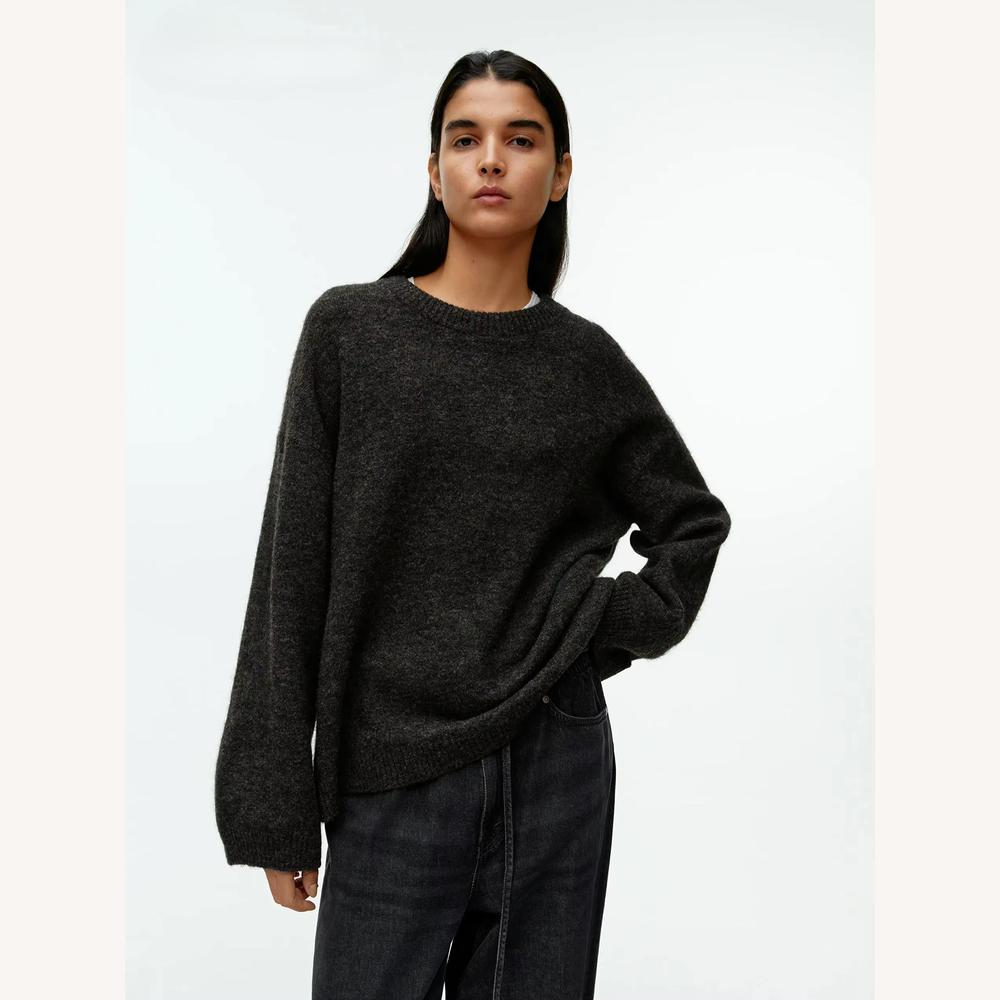 Pull ample pour femme en mélange de laine – Confort et élégance, col rond, doux et chic, disponible du S au L