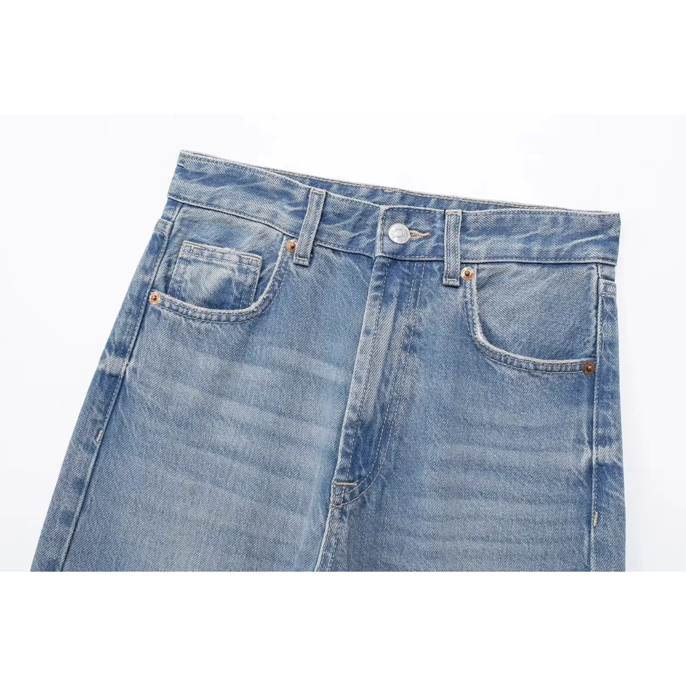 Jean évasé bleu pour femme Taille 38 Coton extensible