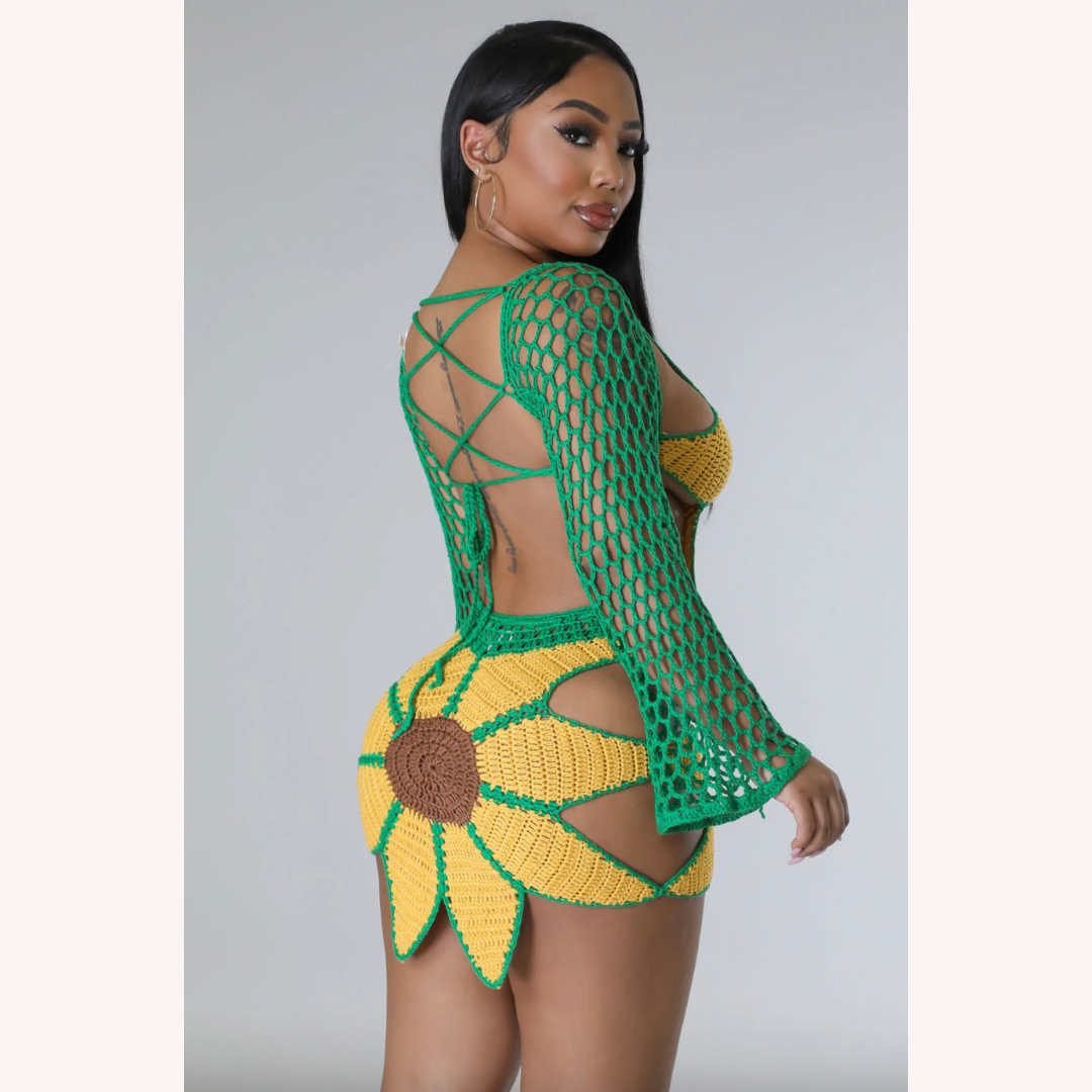 Maillot de bain une pièce pour femme tournesol fait main – Élégance artisanale et confort pour la plage