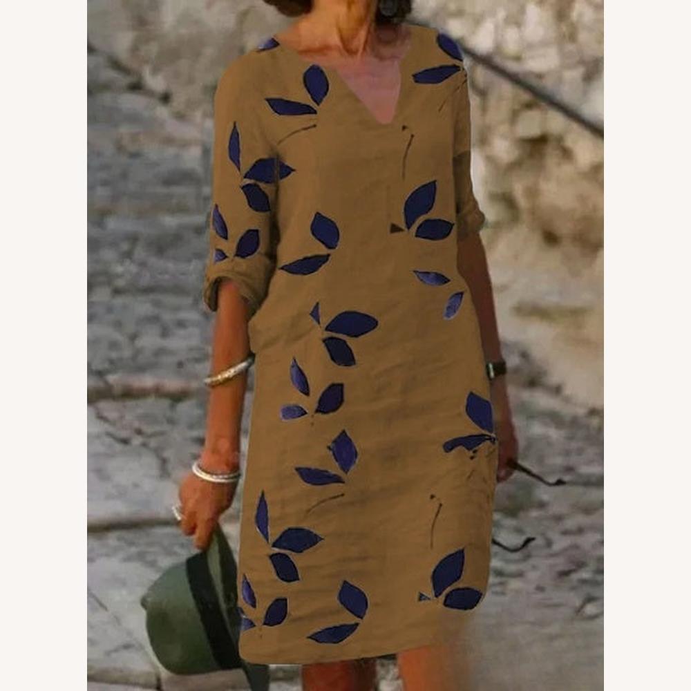 Long Dress Women with Half Sleeves Floral Print – Elegant and Comfortable in Cotton