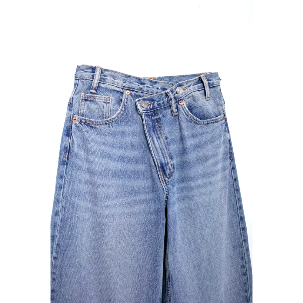 Jean ample en denim léger pour femme, taille cintrée, tailles S M L XL