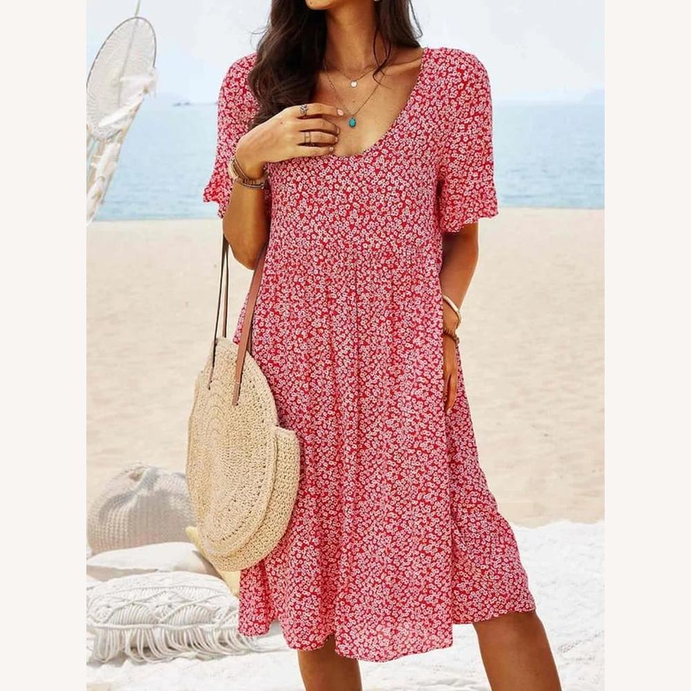 Robe mi-longue pour femme à motif floral – Élégante, confortable et polyvalente pour toutes les occasions