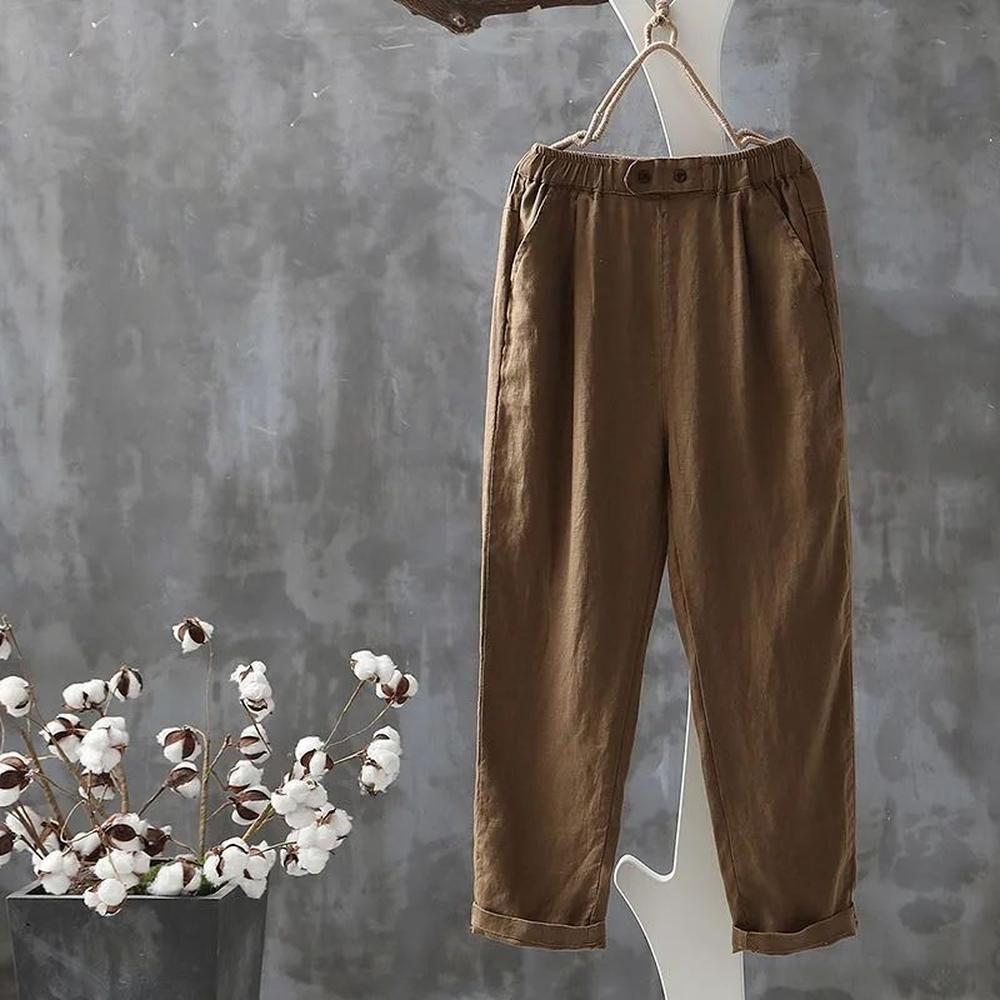 Pantalon fluide en lin pour femme, coupe élégante et confortable – Pantalon léger pour un look décontracté