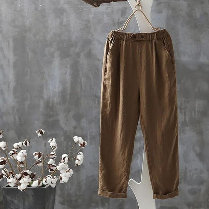 Pantalon fluide en lin pour femme, coupe élégante et confortable – Pantalon léger pour un look décontracté