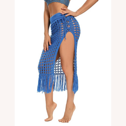 Housse en crochet bohème avec pompons – Style élégant et polyvalent pour femmes, tailles S, M, L