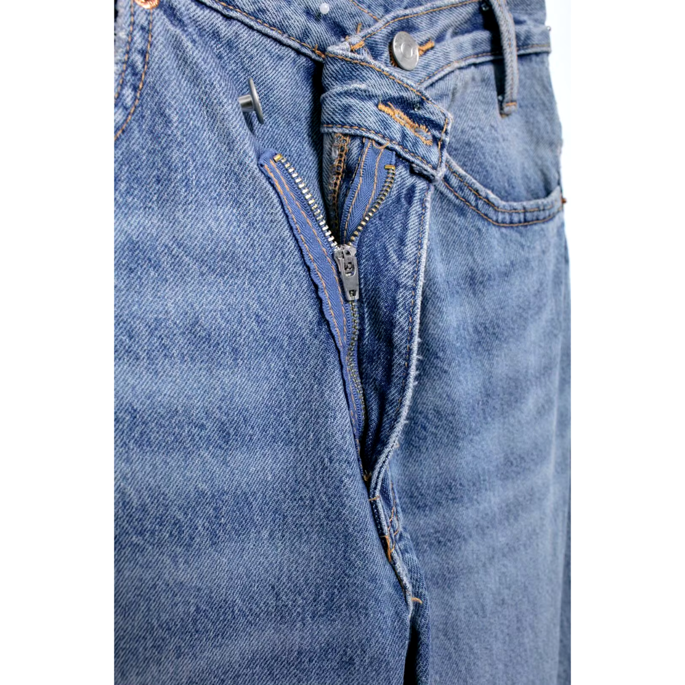 Jean ample en denim léger pour femme, taille cintrée, tailles S M L XL